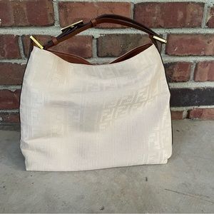 Fendi cream canvas hobo bag